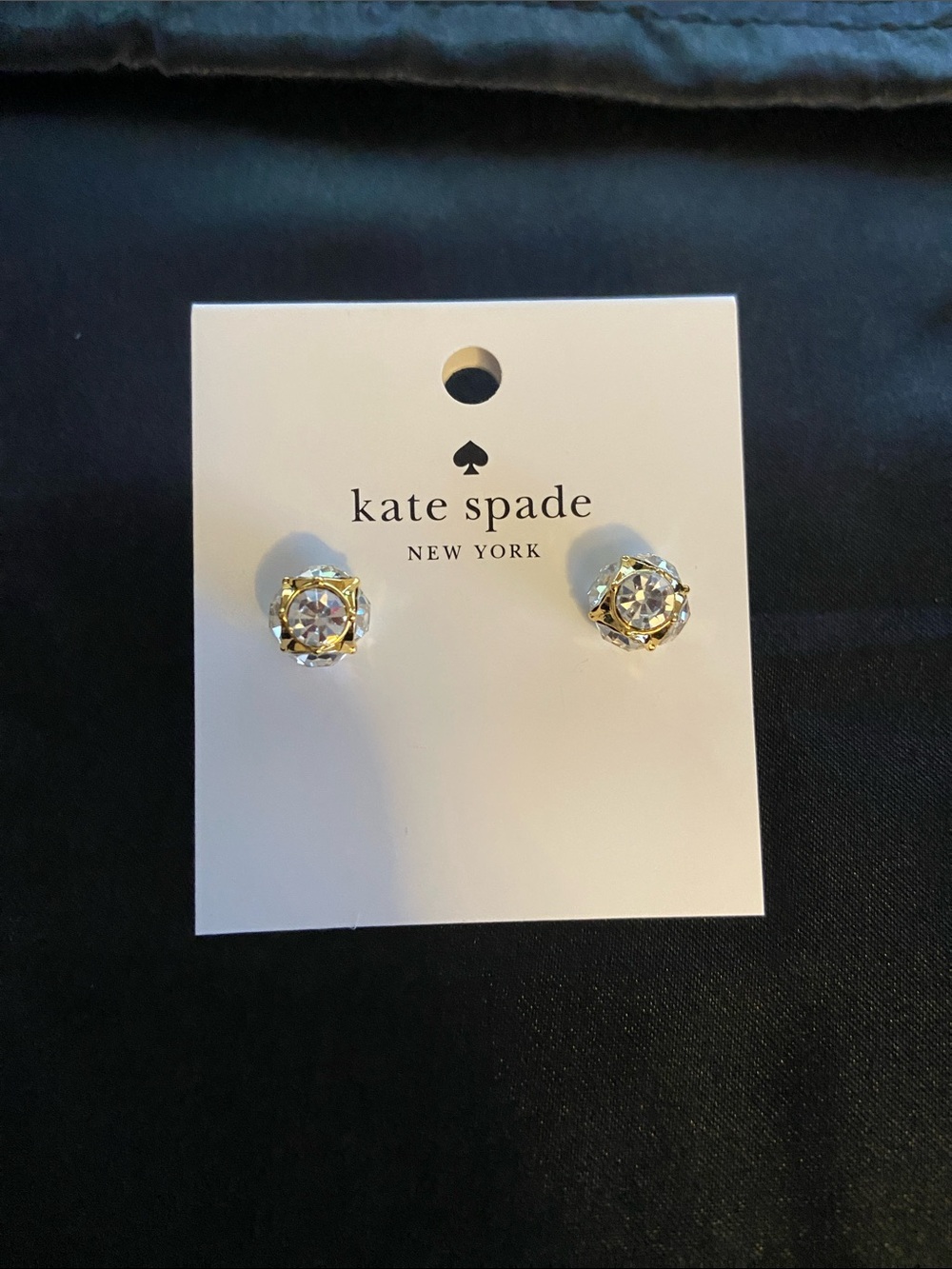 kate spade gold and clear crystal round stud earrings